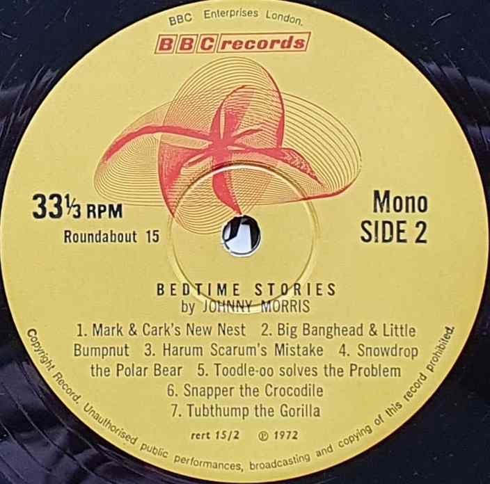 RBT 15 Bedtime stories Johnny Morris from the BBC records and Tapes library Label